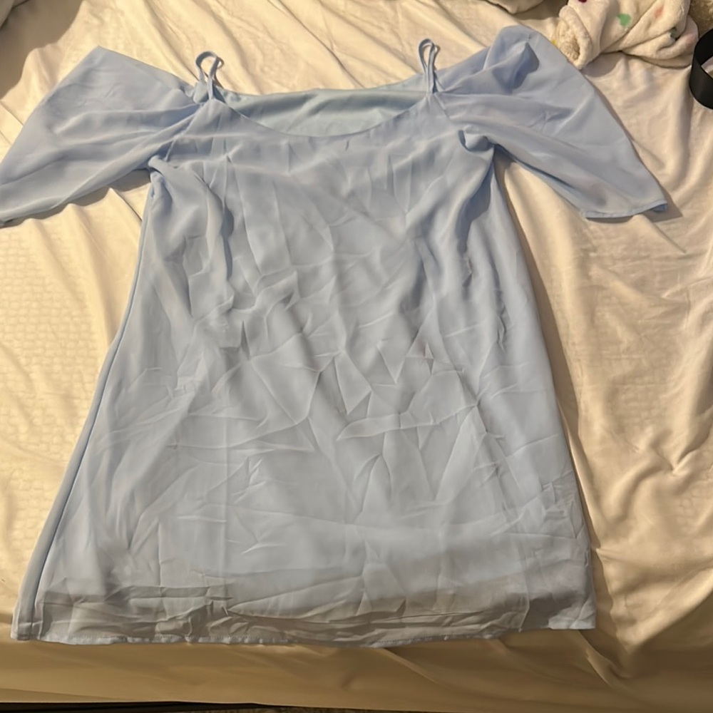 Elegant Light Blue Off-Shoulder Dress